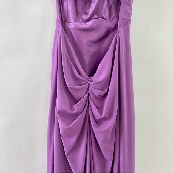 Terani Couture One Shoulder Rhinestone Beaded Formal Maxi Gown Dress Purple 0 - Picture 12 of 16